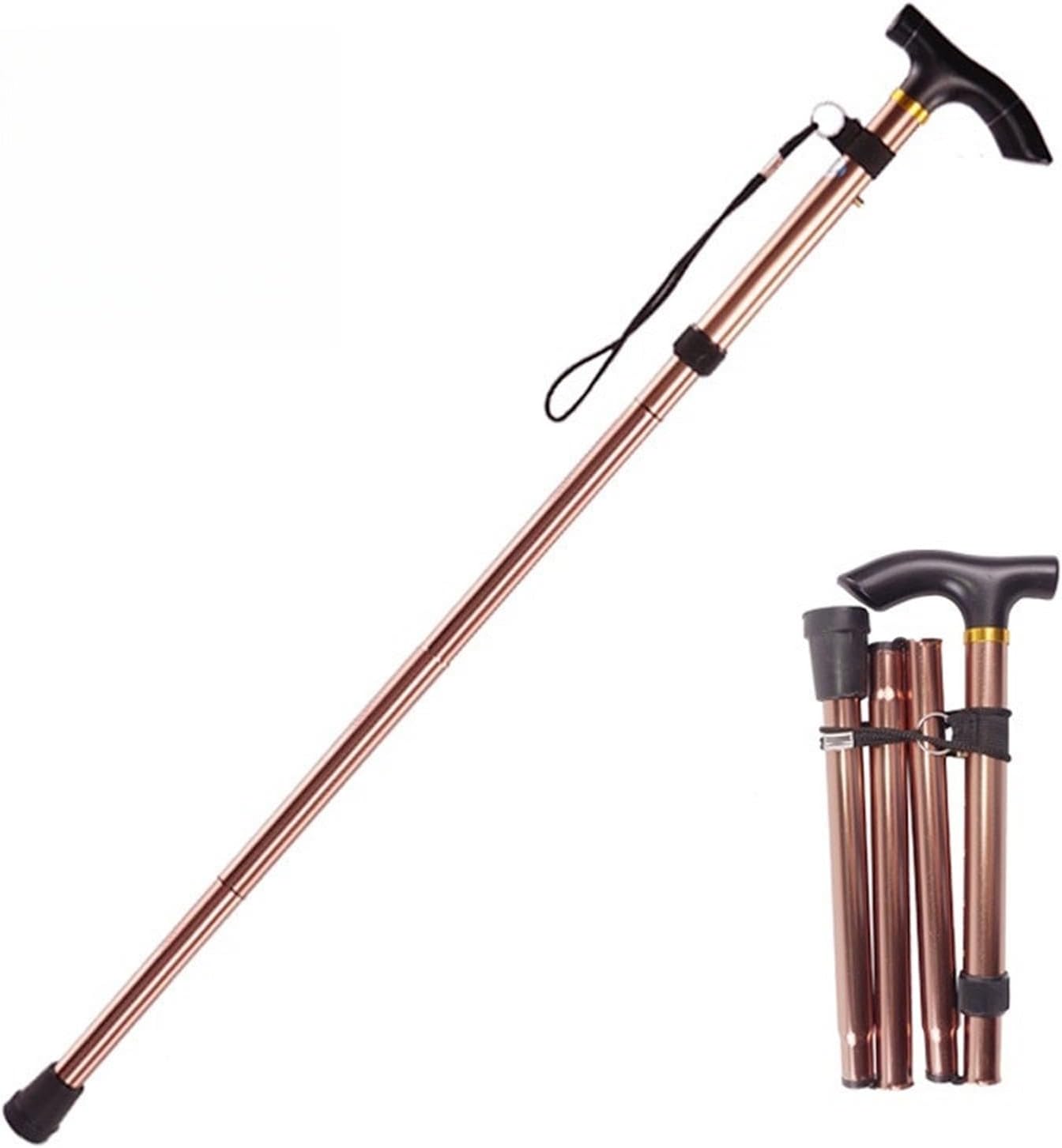 Adjustable from 33‘’ to37‘’Walking Cane Hiking Poles Climbing Snowingshoeing Pole with Ergonomic Handle，Brown and Black for Outdoor for Woman,Man, The Elder