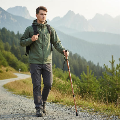 Adjustable from 33‘’ to37‘’Walking Cane Hiking Poles Climbing Snowingshoeing Pole with Ergonomic Handle，Brown and Black for Outdoor for Woman,Man, The Elder