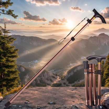 Adjustable from 33‘’ to37‘’Walking Cane Hiking Poles Climbing Snowingshoeing Pole with Ergonomic Handle，Brown and Black for Outdoor for Woman,Man, The Elder