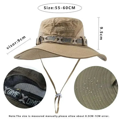 Summer Men Bucket Hat – Outdoor UV Protection Wide Brim Panama Safari Fishing & Hiking Cap